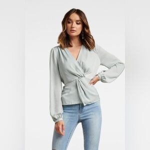 BNWT EVER NEW PALE SAGE TWIST BLOUSE